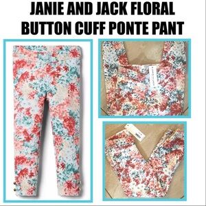 JANIE AND JACK FLORAL BUTTON CUFF PONTE PANT